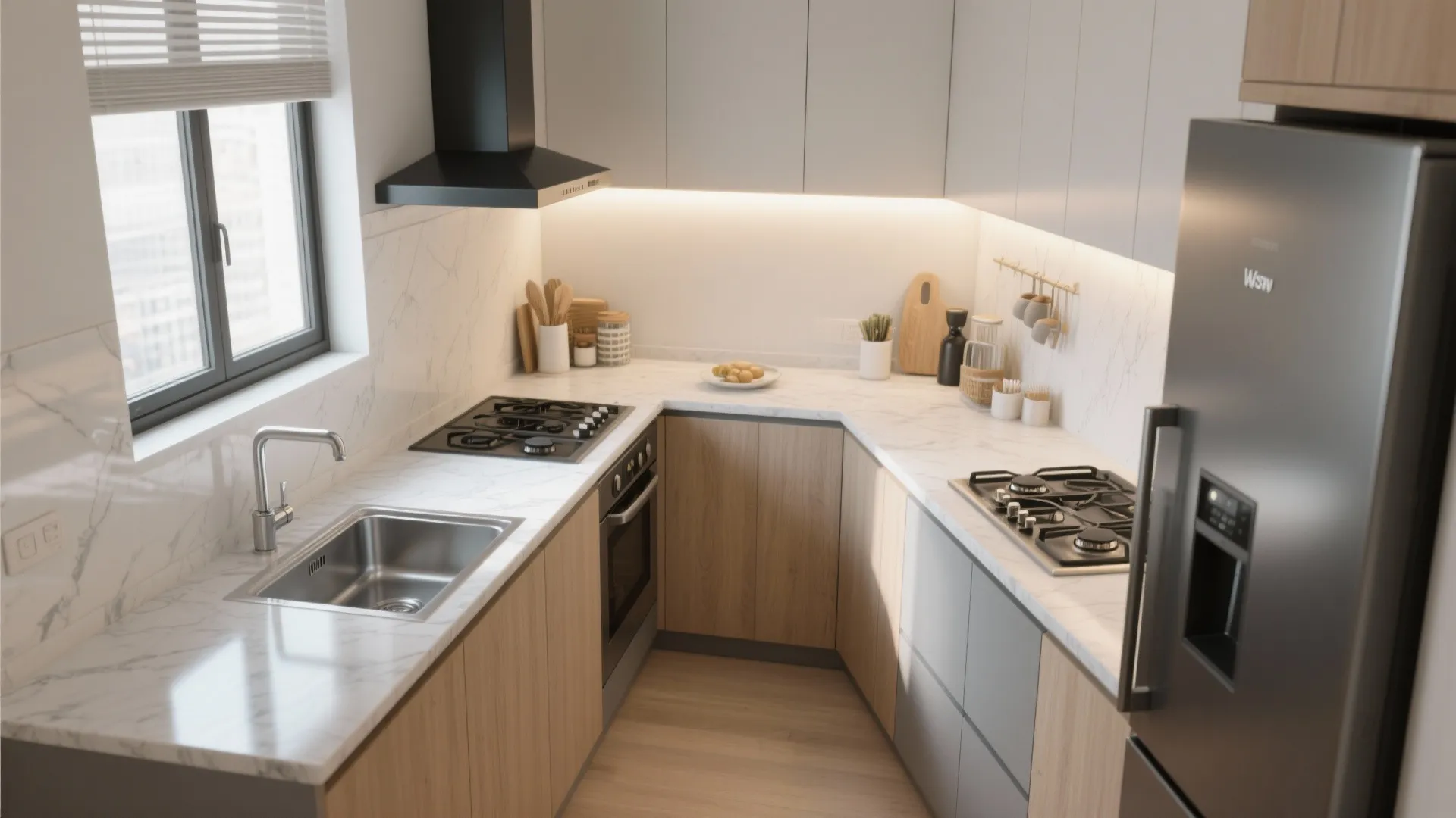 L-shaped kitchen and a smarter work triangle