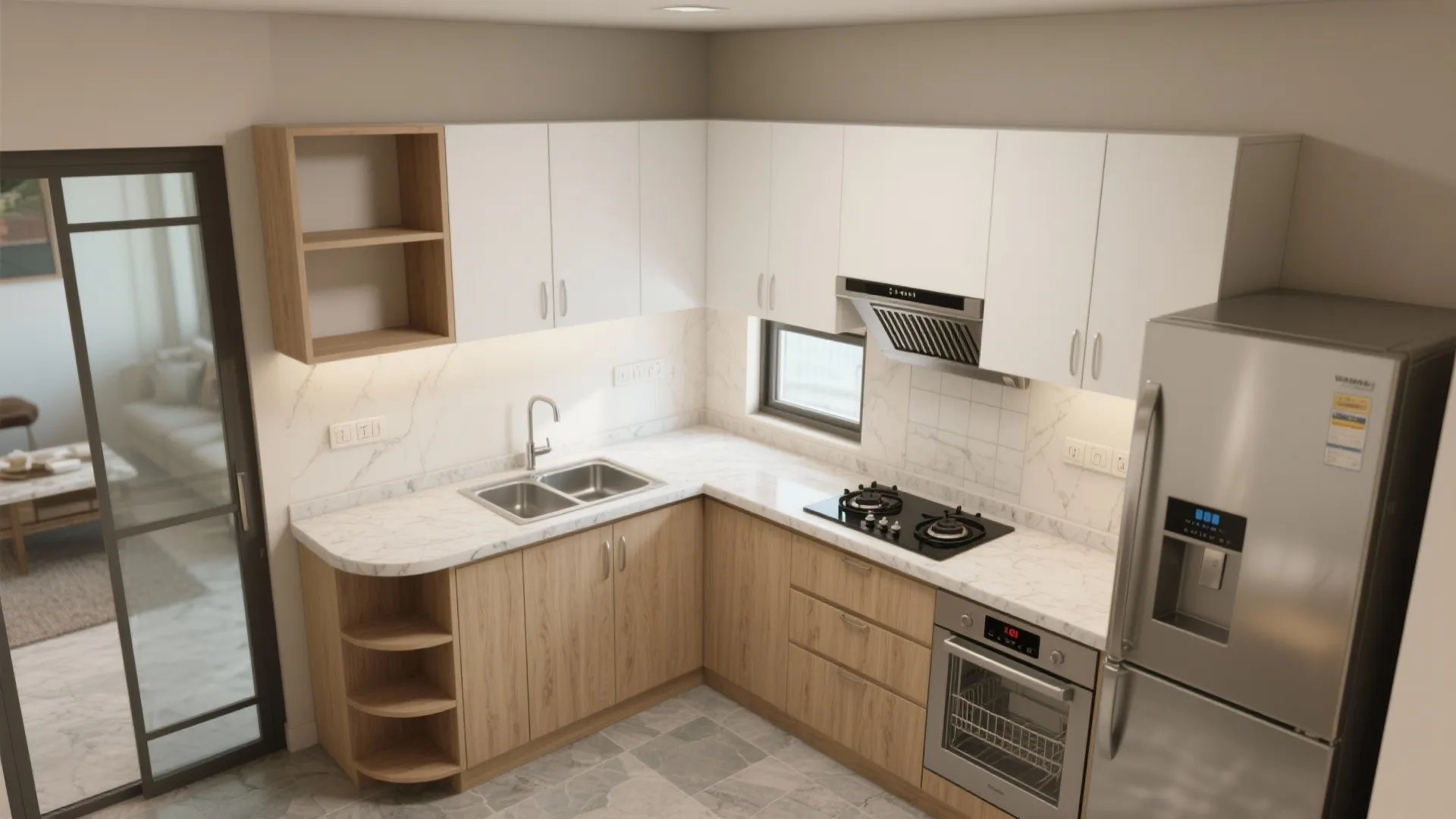 Smart L‑Shaped Kitchen That Breathes