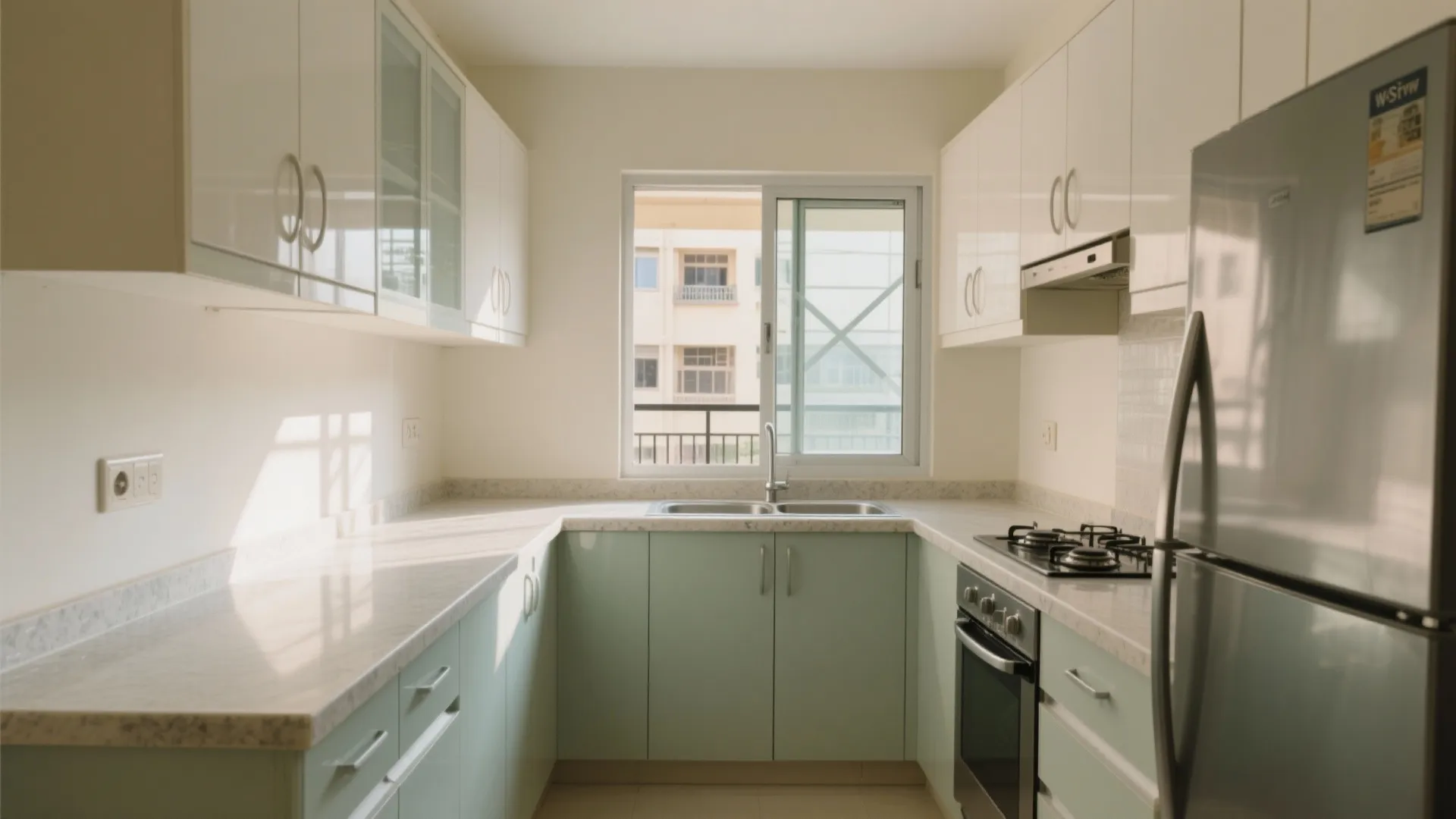 1) L-shaped kitchen that breathes in a small footprint