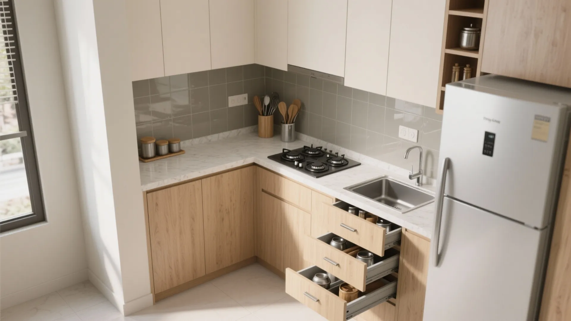 L-Shaped Kitchen That Works Hard