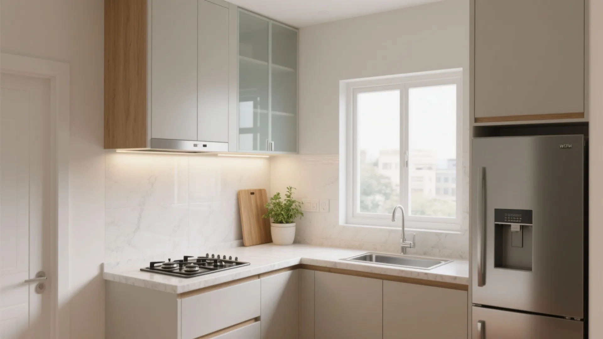 L-Shaped Micro-Kitchen That Works Hard