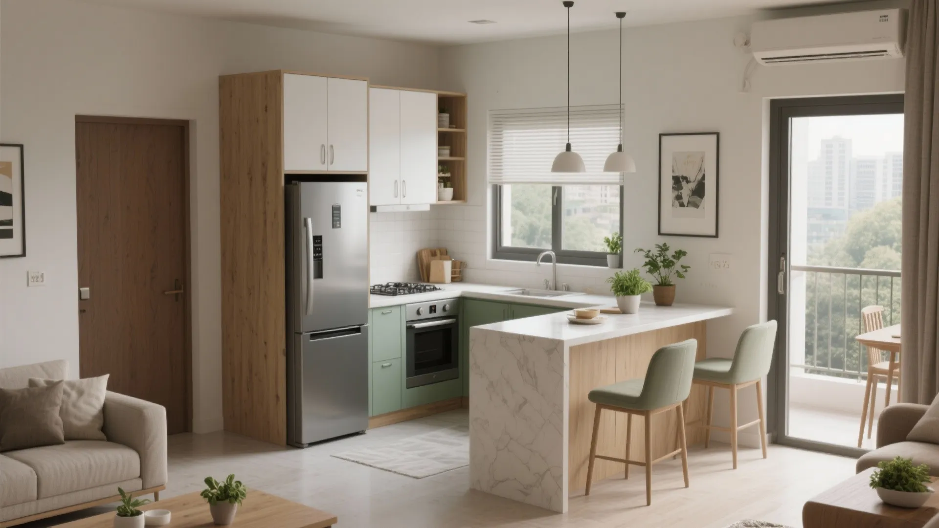 Open-Plan Core with an L-Shaped Kitchen