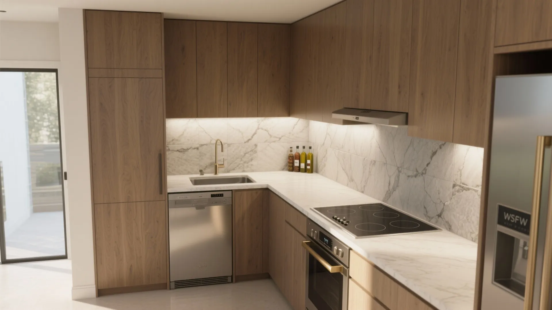 L-shaped small kitchen layout