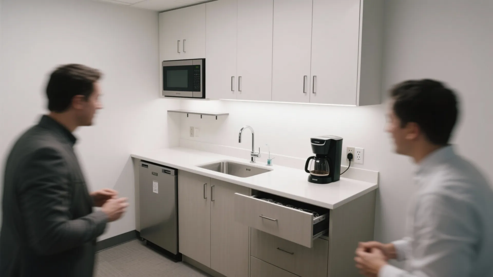 L-shaped mini kitchenette that works harder than it looks