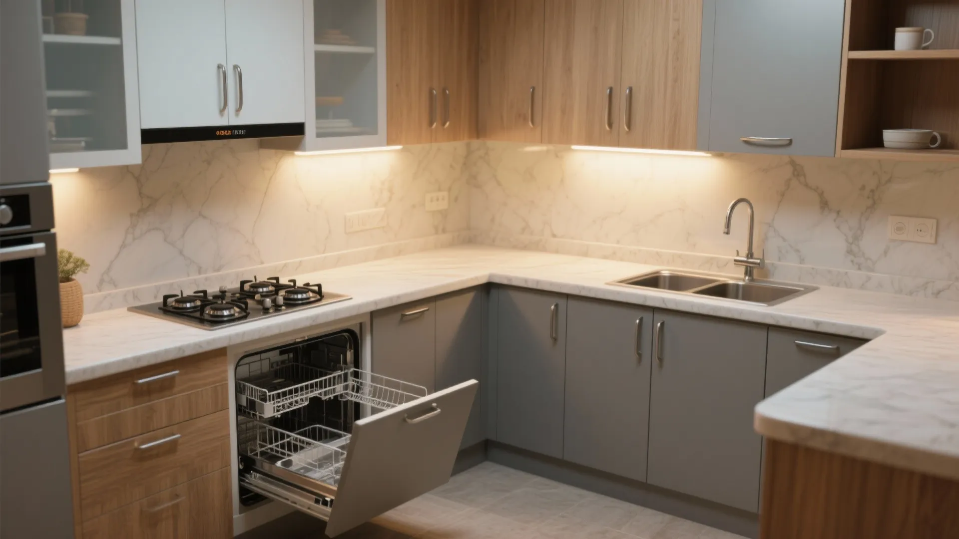 Senior-Smart Kitchenette with L-Shaped Efficiency