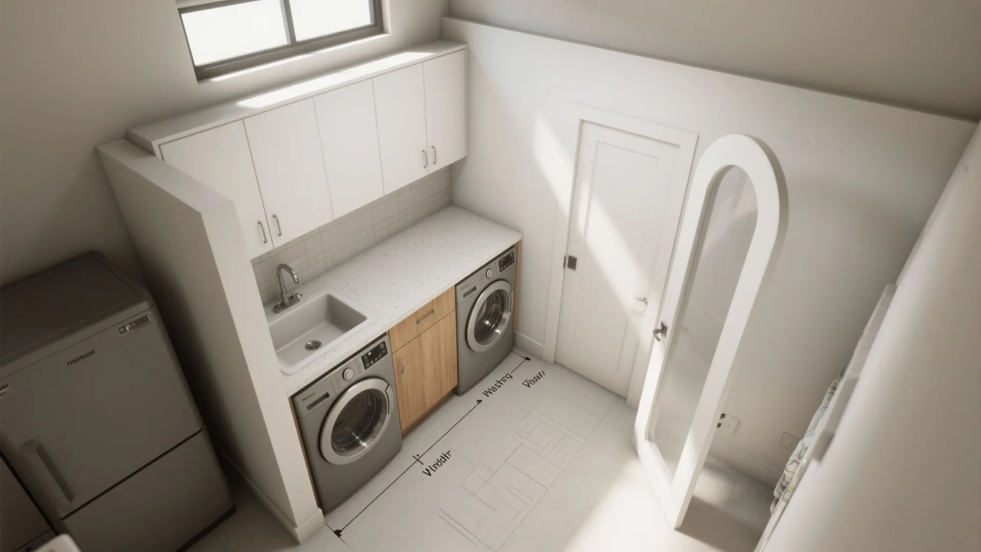 L-Shaped Compact Laundry Layout