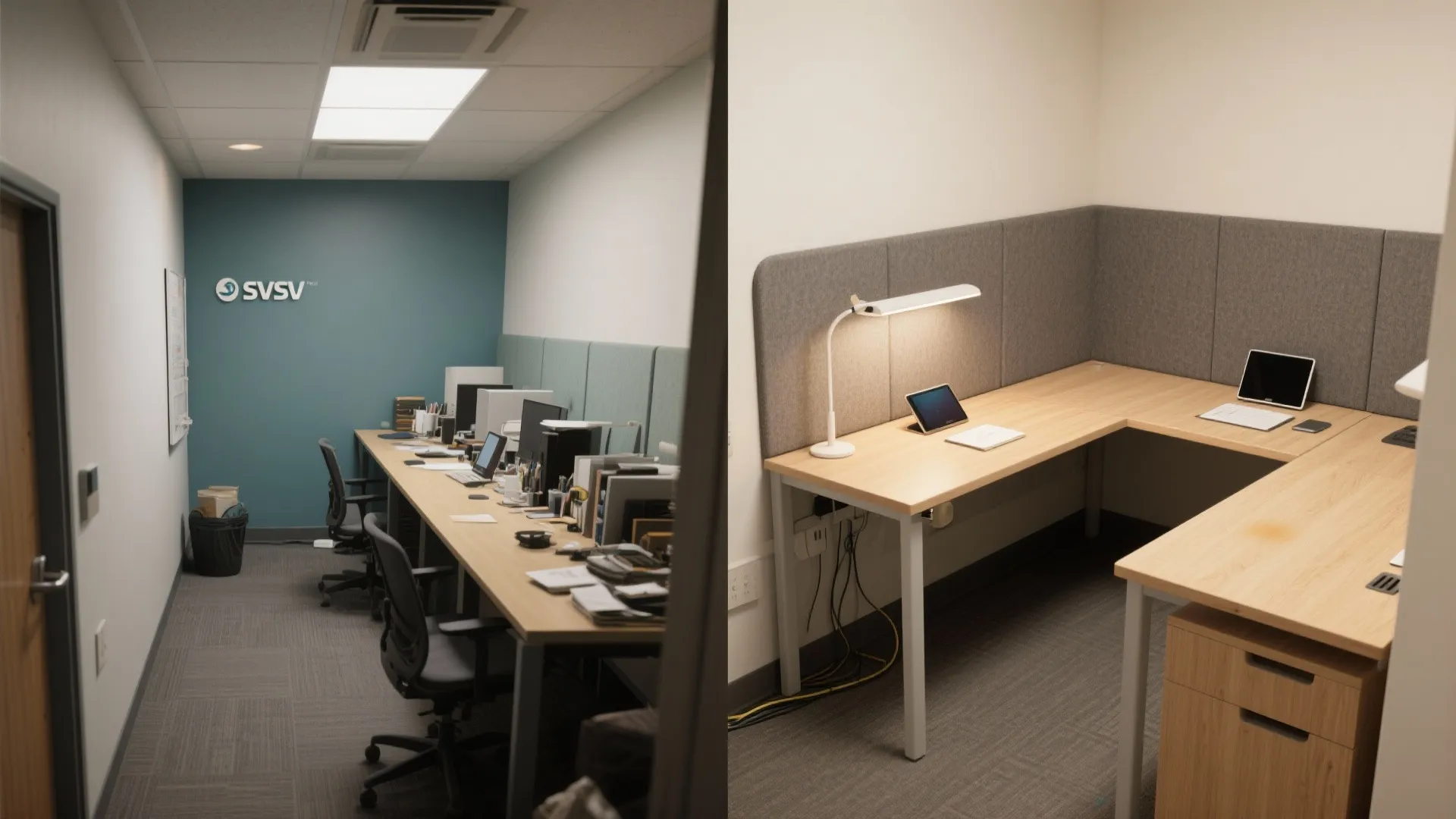 Flexible L-shaped study layout