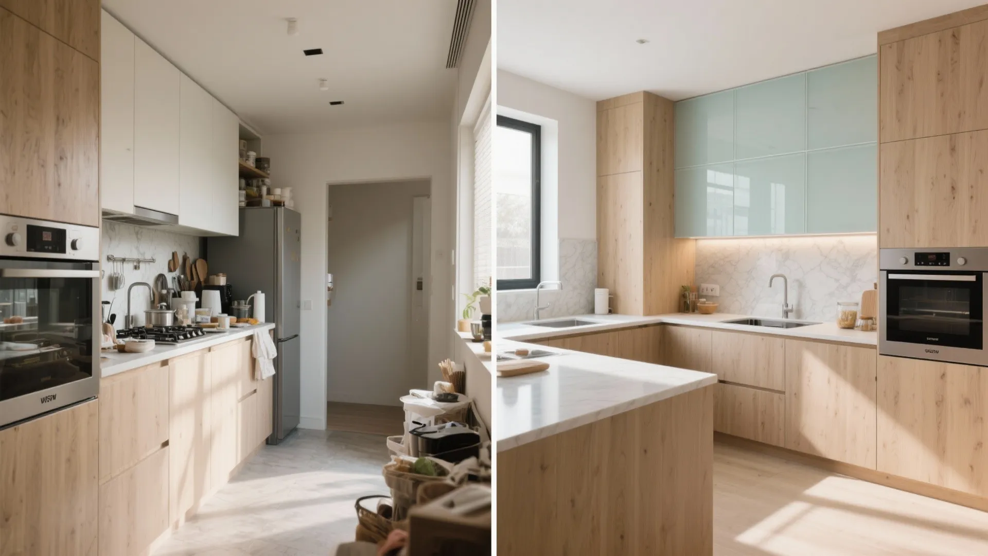 L-shaped small kitchen layout