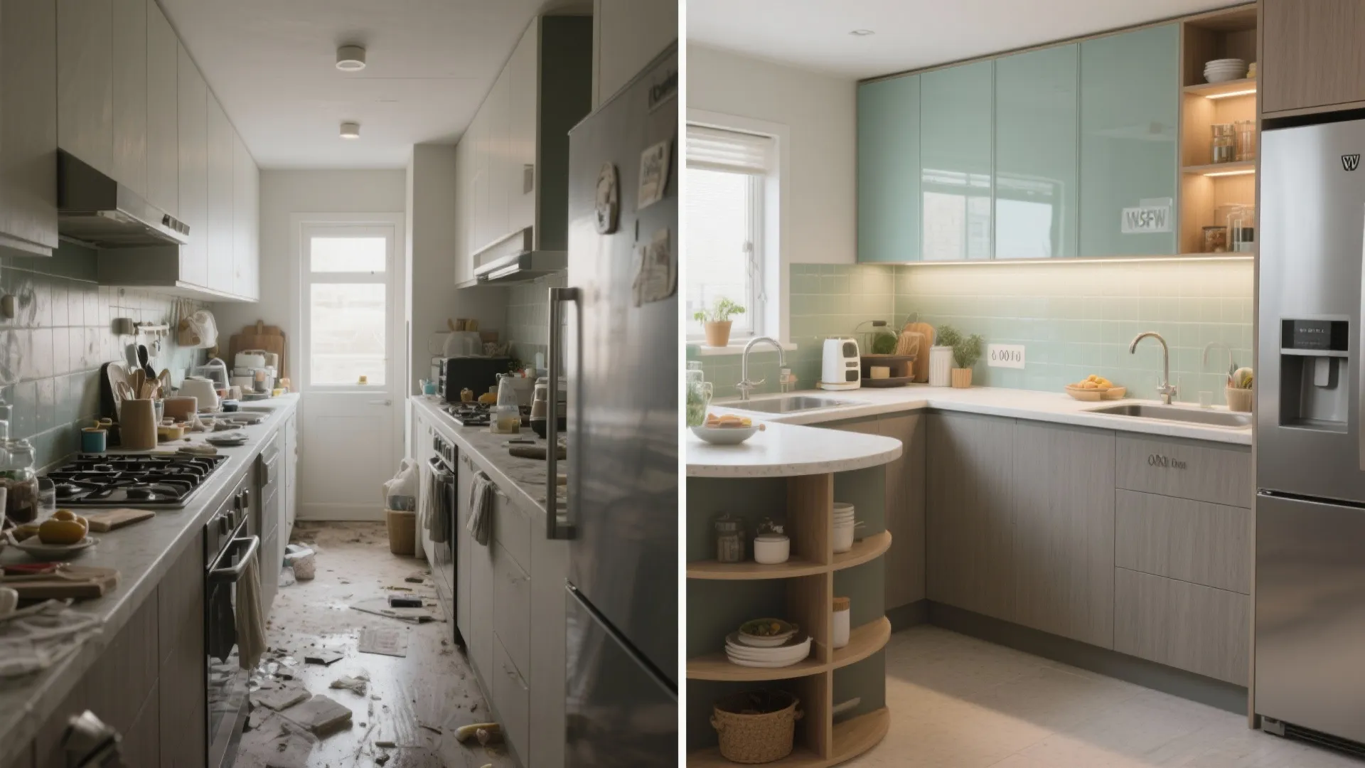 L-shaped layout with a compact prep zone