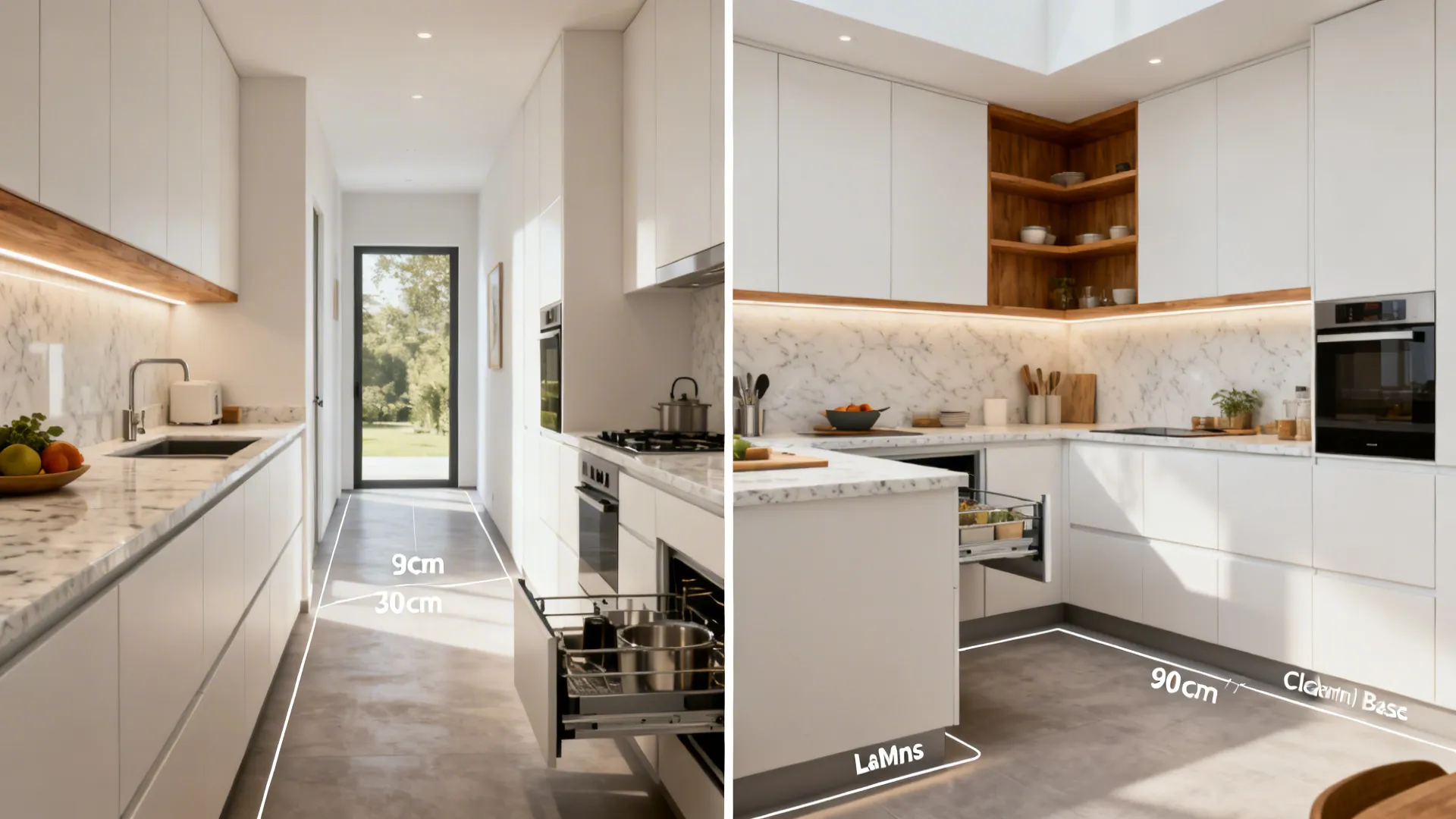 Compact L-shaped layout that maximizes prep zone