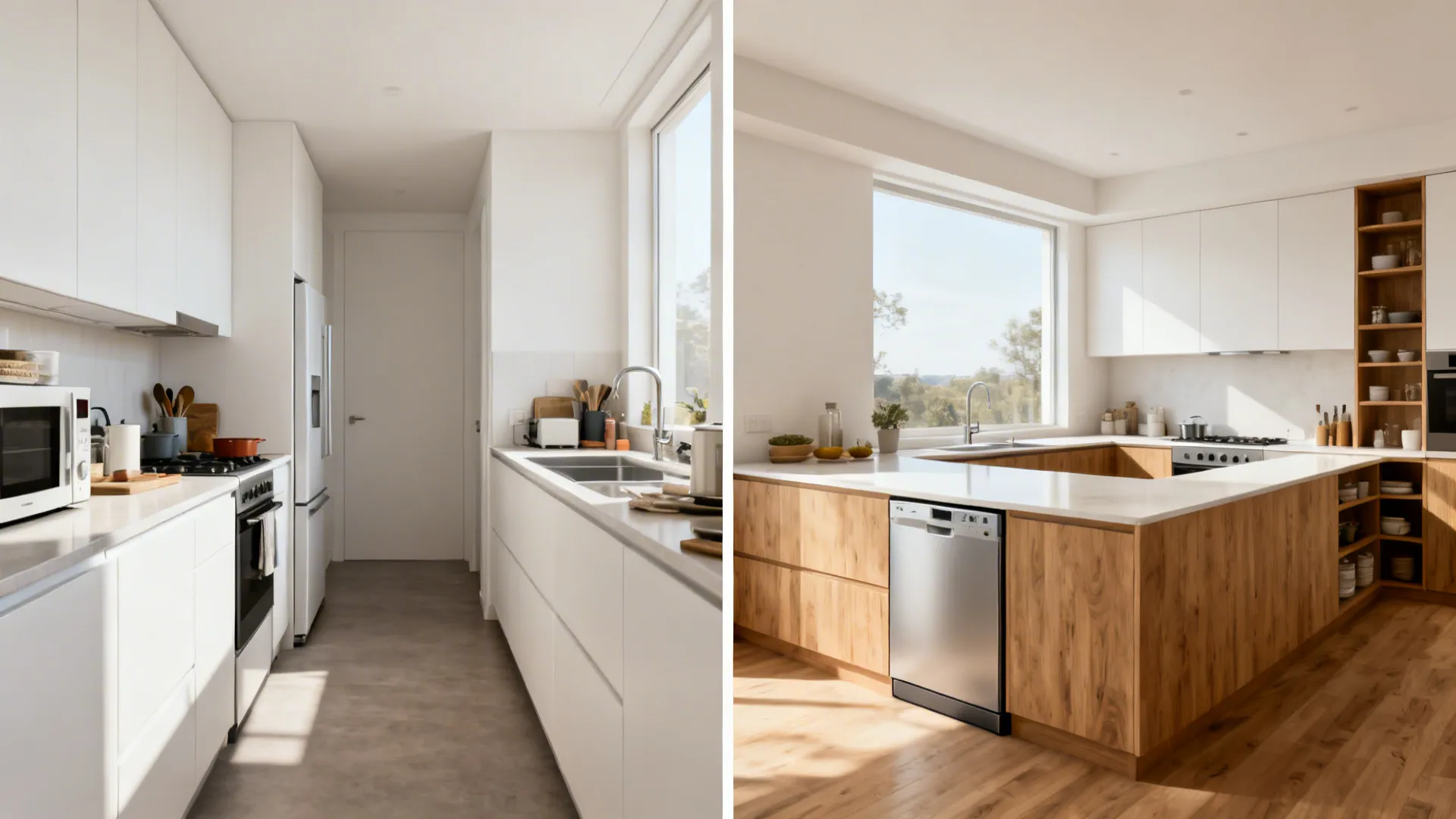 L-Shaped Layouts for Flow and Counter Space