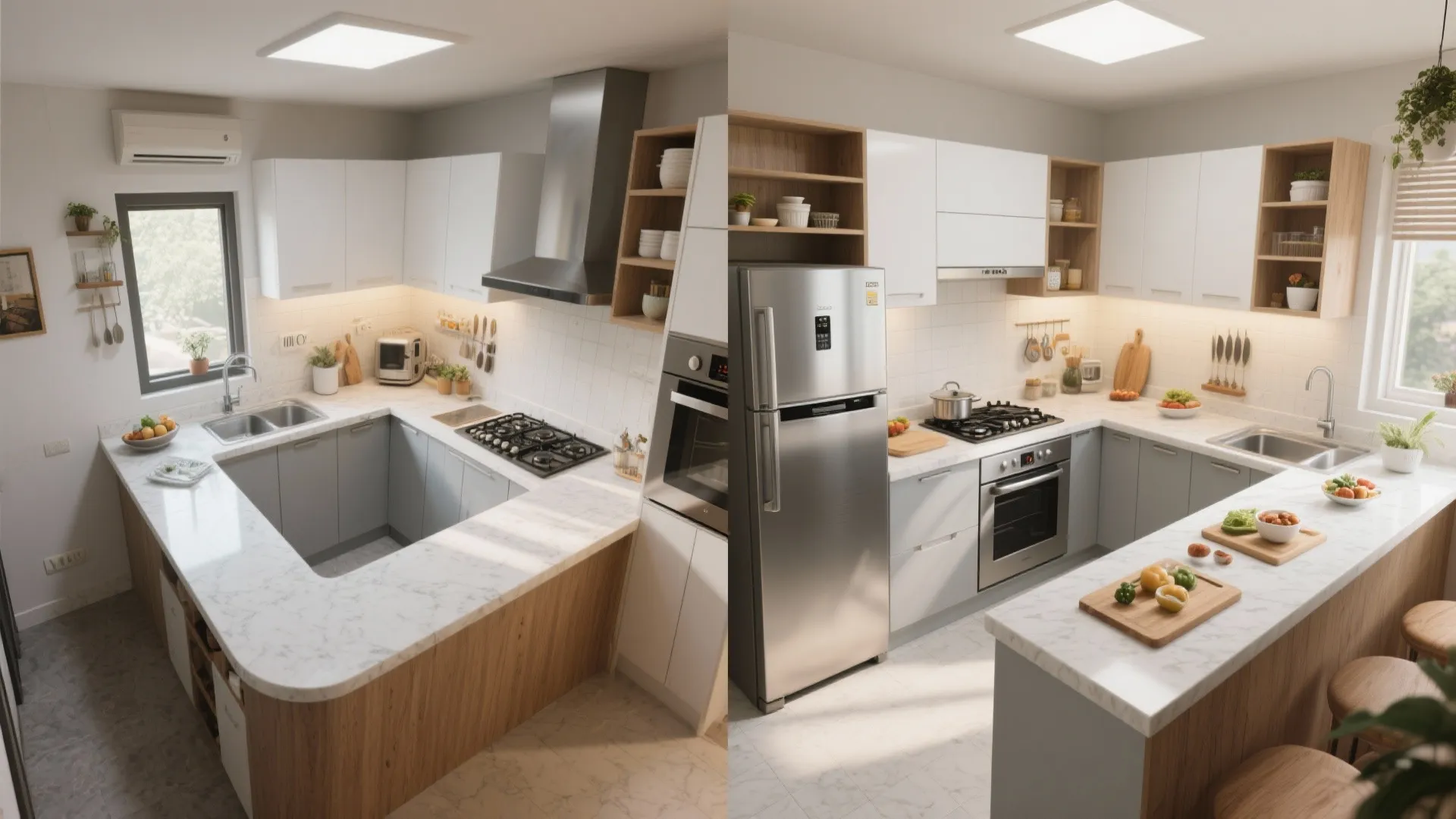 L-shaped kitchen layout to unlock counter space