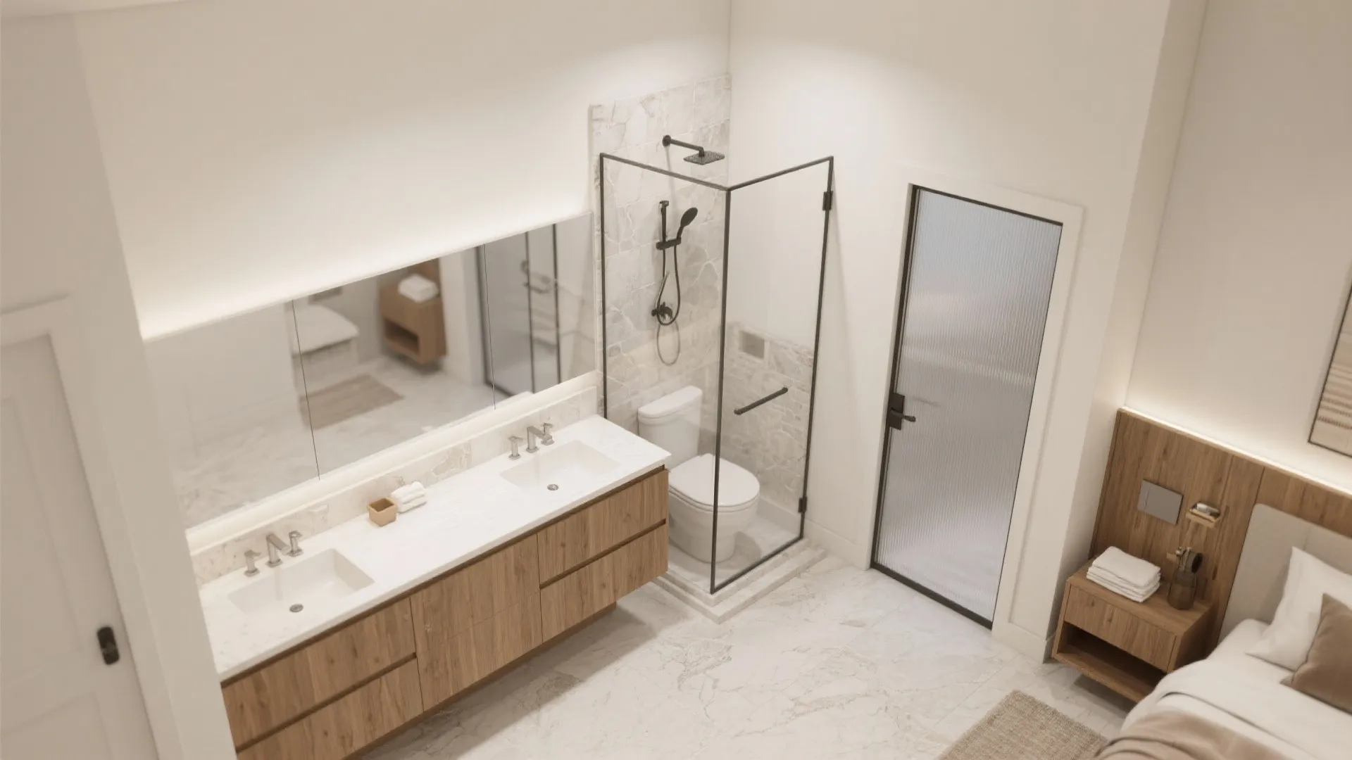 L-Shaped Vanity-and-Shower Layout That Flexes