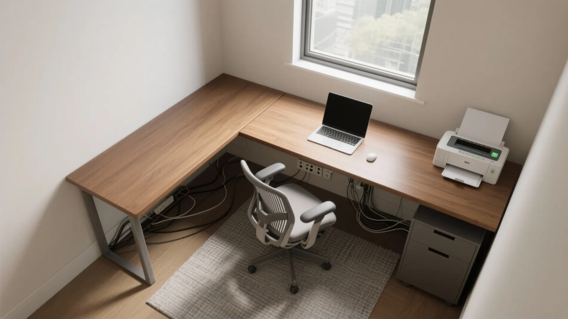 L-shaped study layout that multiplies surface area