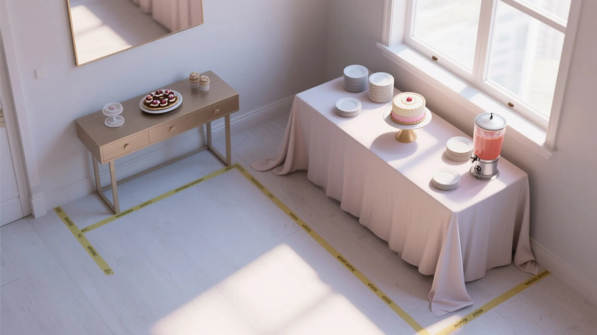 L-Shaped Dessert Table Layout
