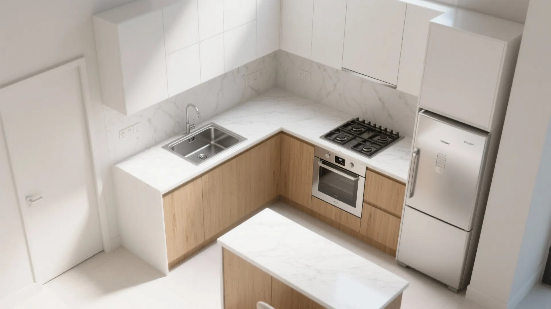 L-shaped small kitchen layout that unlocks counter space