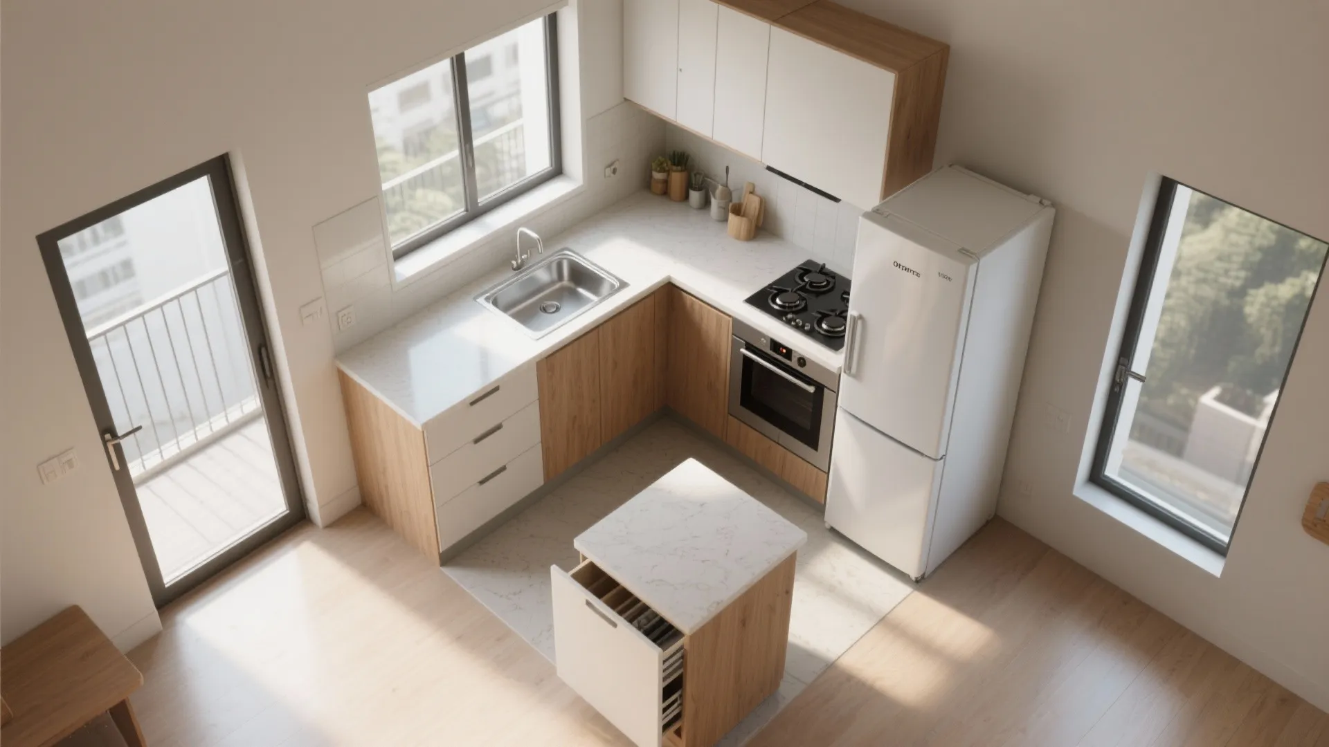 L-Shaped Layout to Free Counters and Improve Flow