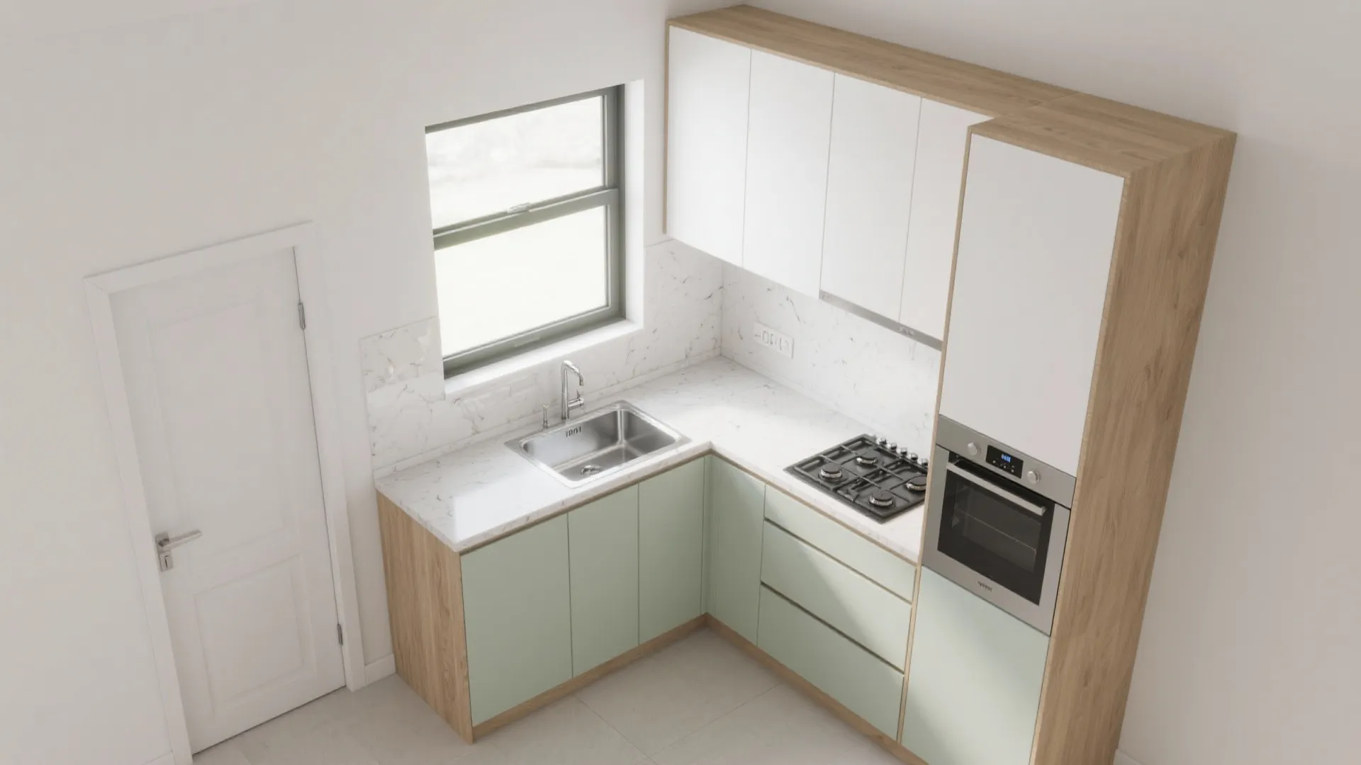 L-shaped small kitchen layout