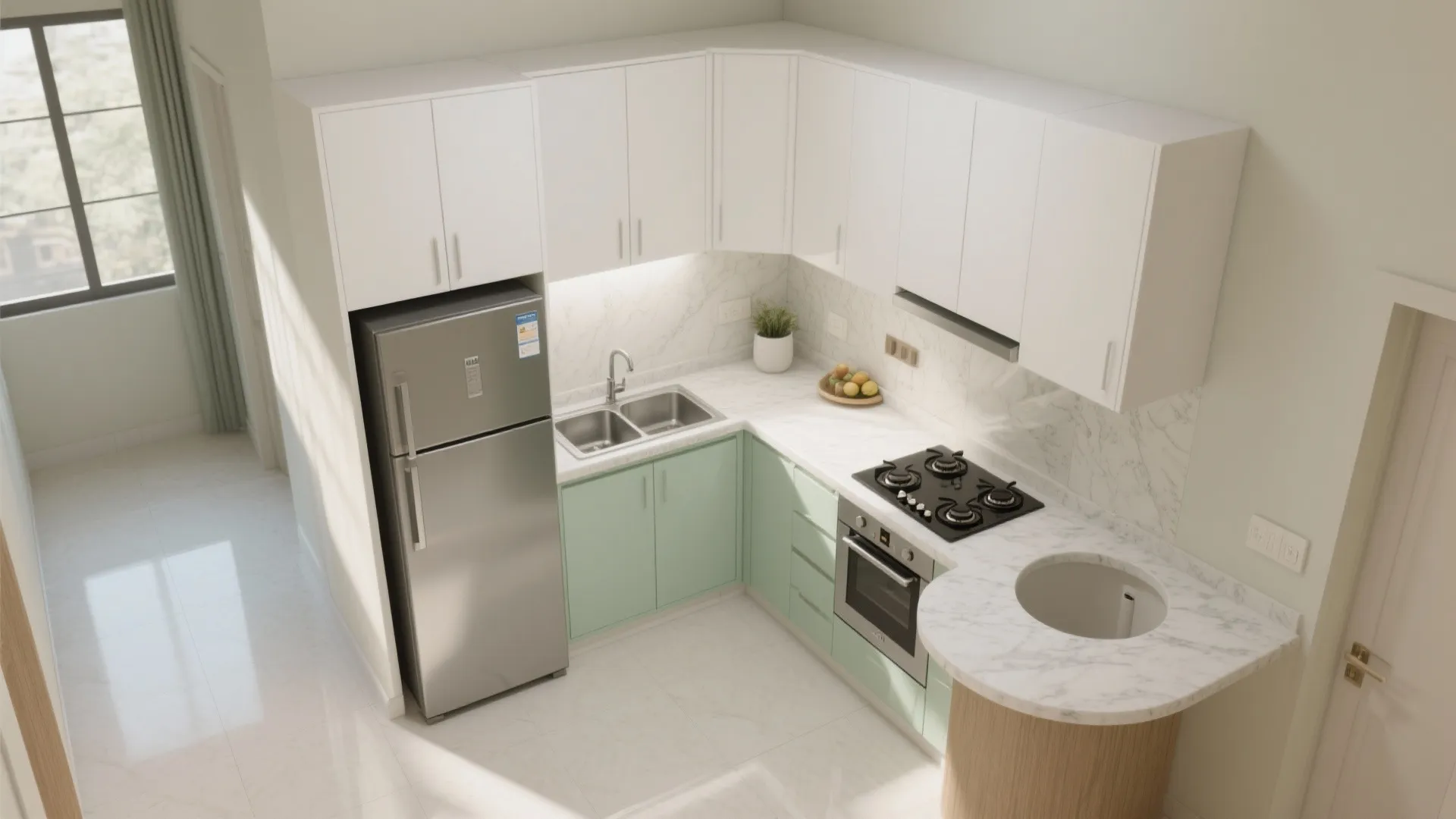 L-shaped small kitchen layout for smooth cooking