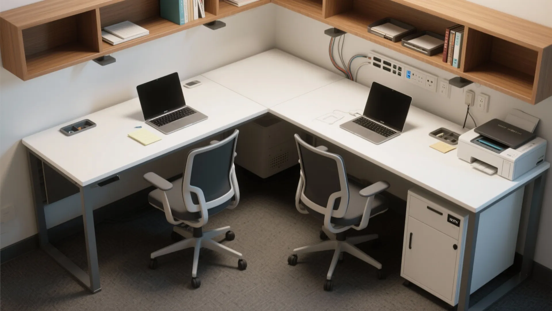 Compact L-shaped study layout