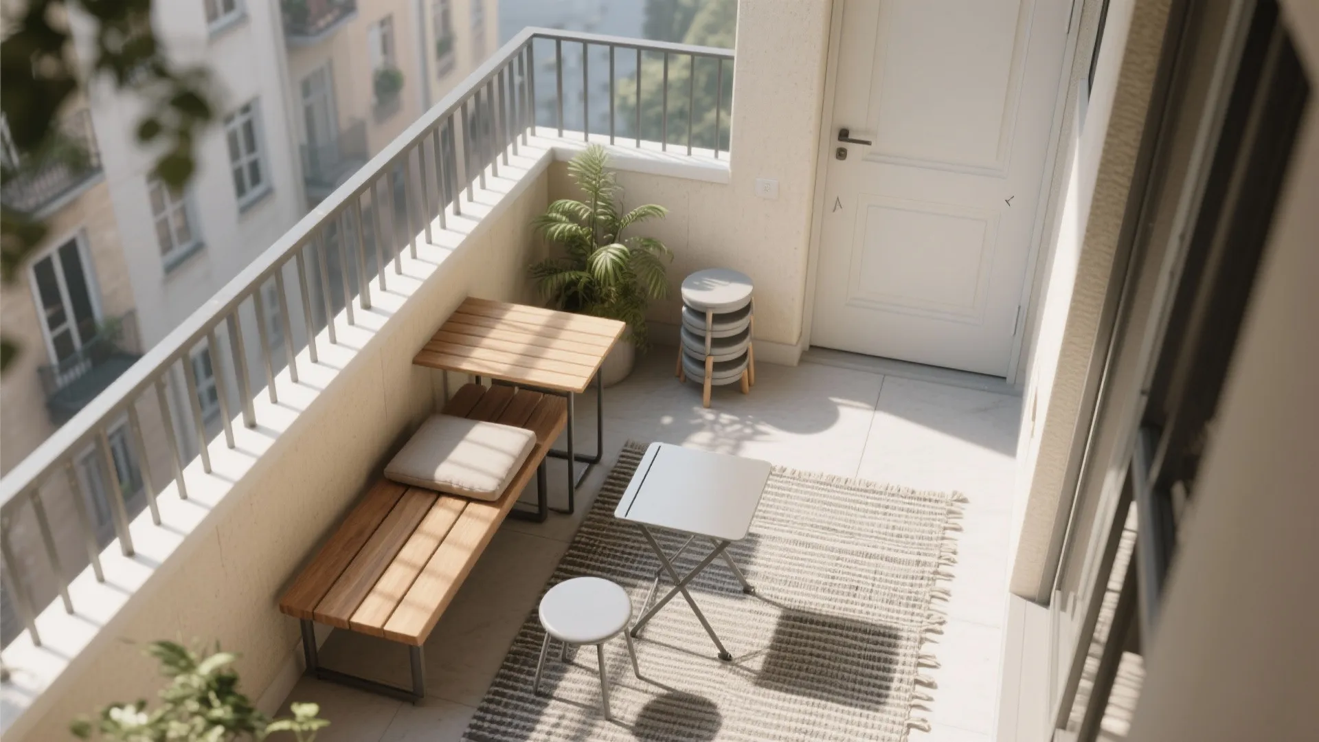 L-shaped small balcony layout