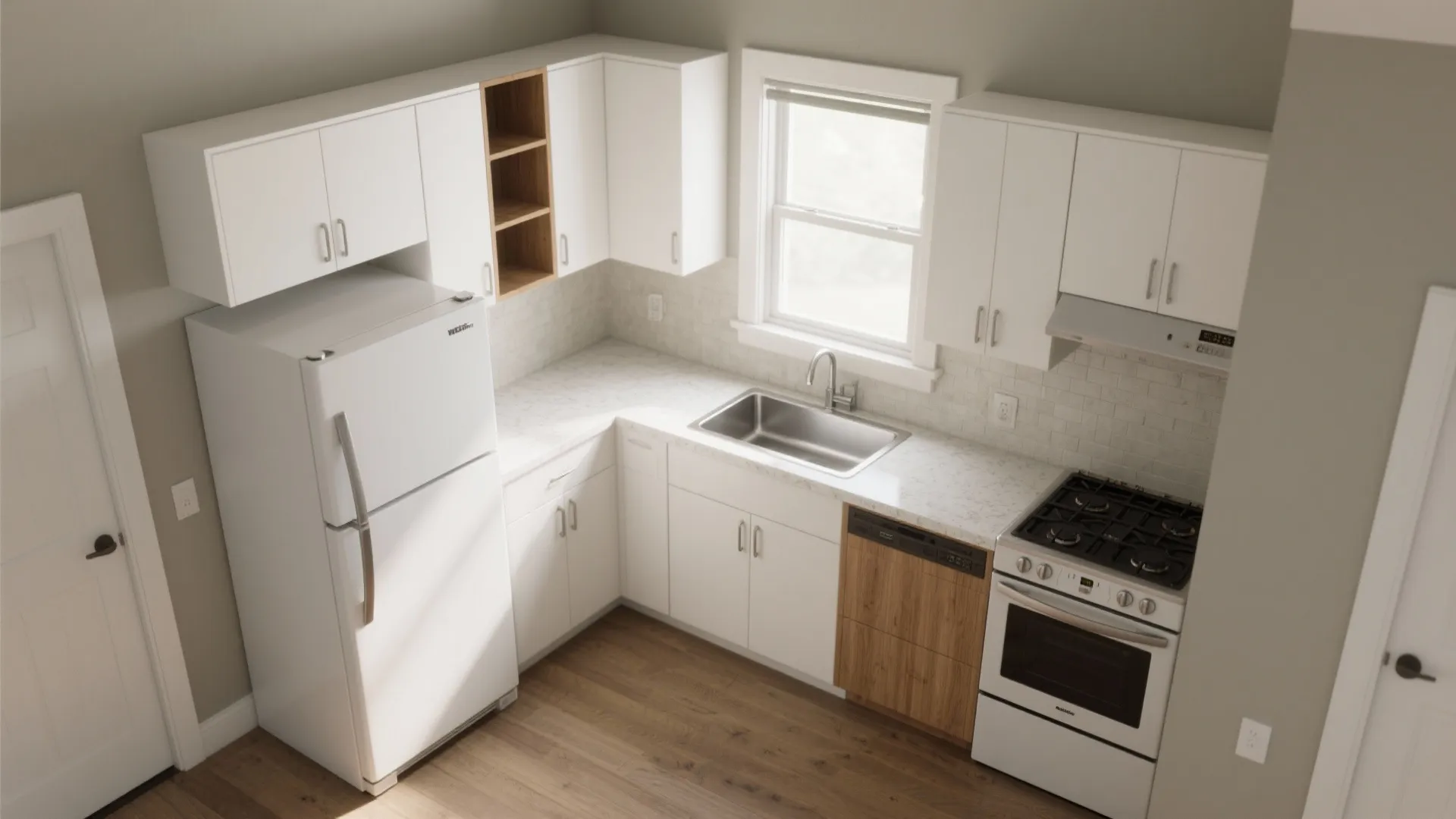 L-shaped small kitchen layout