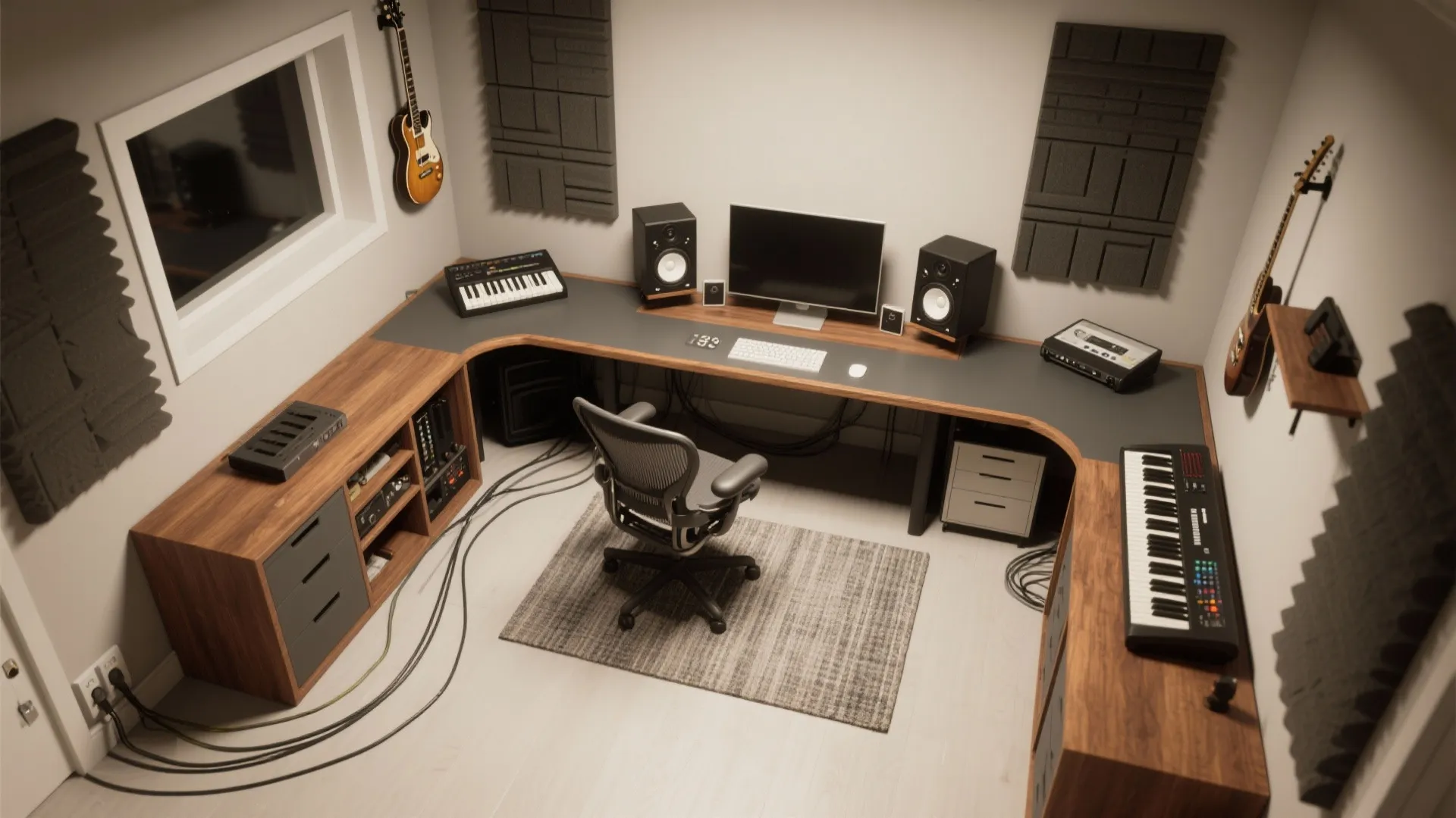 L-shaped layout to maximize play and produce