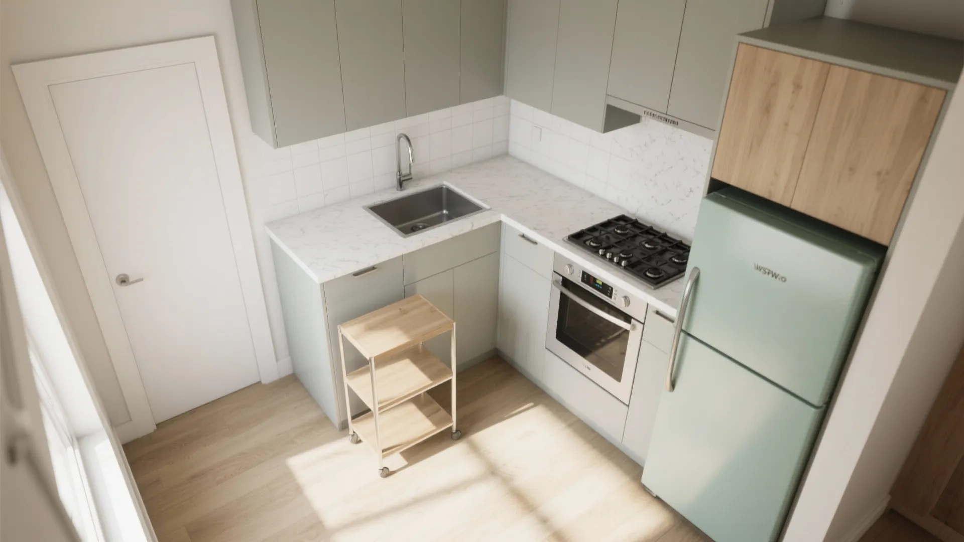 L-Shaped Layout That Frees Counter Space