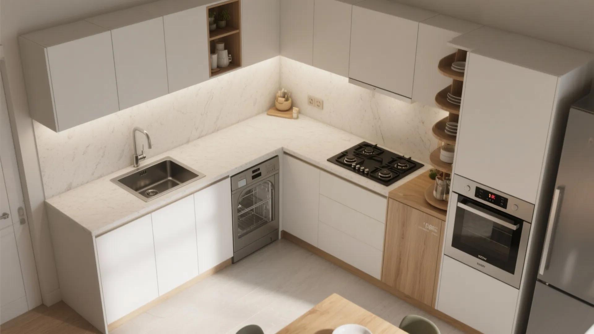 L-Shaped Layout to Free Counter Space