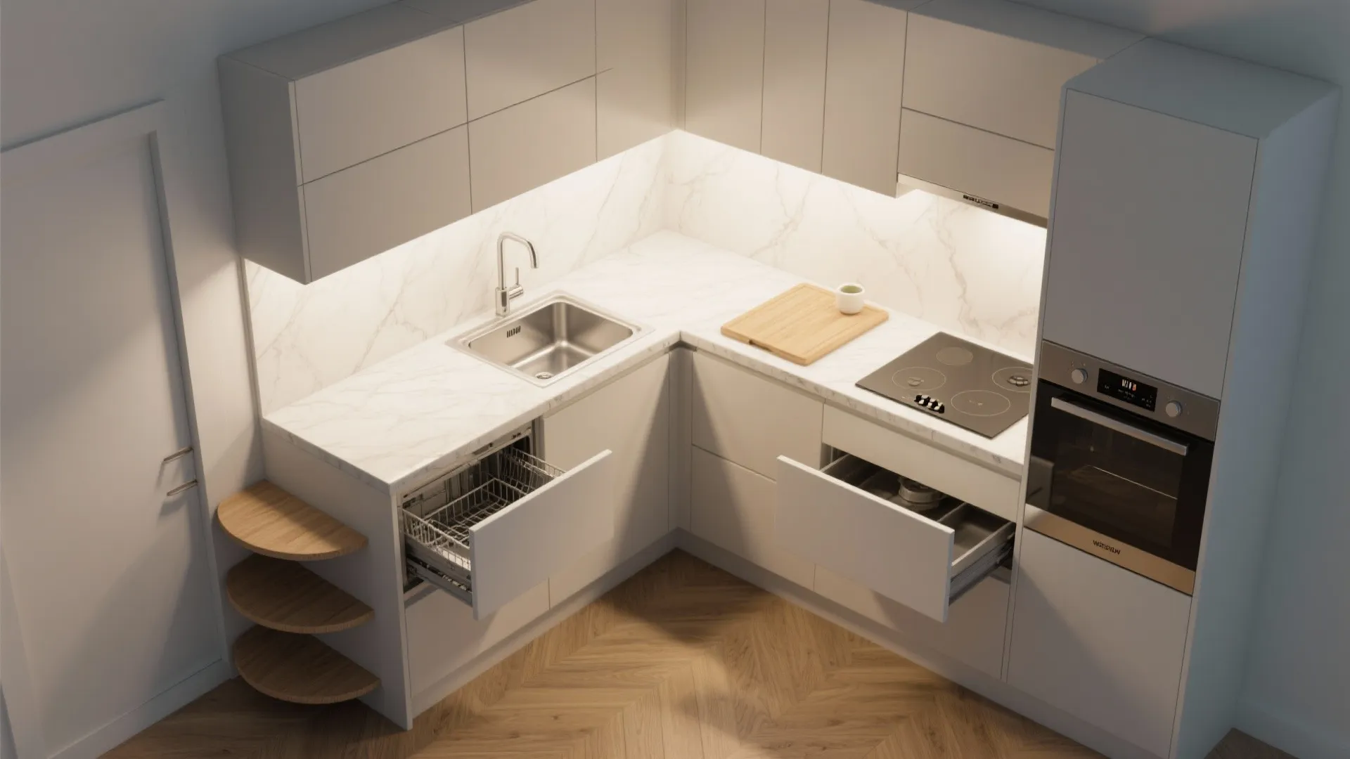 L-Shaped Small Kitchen Layout That Works Hard