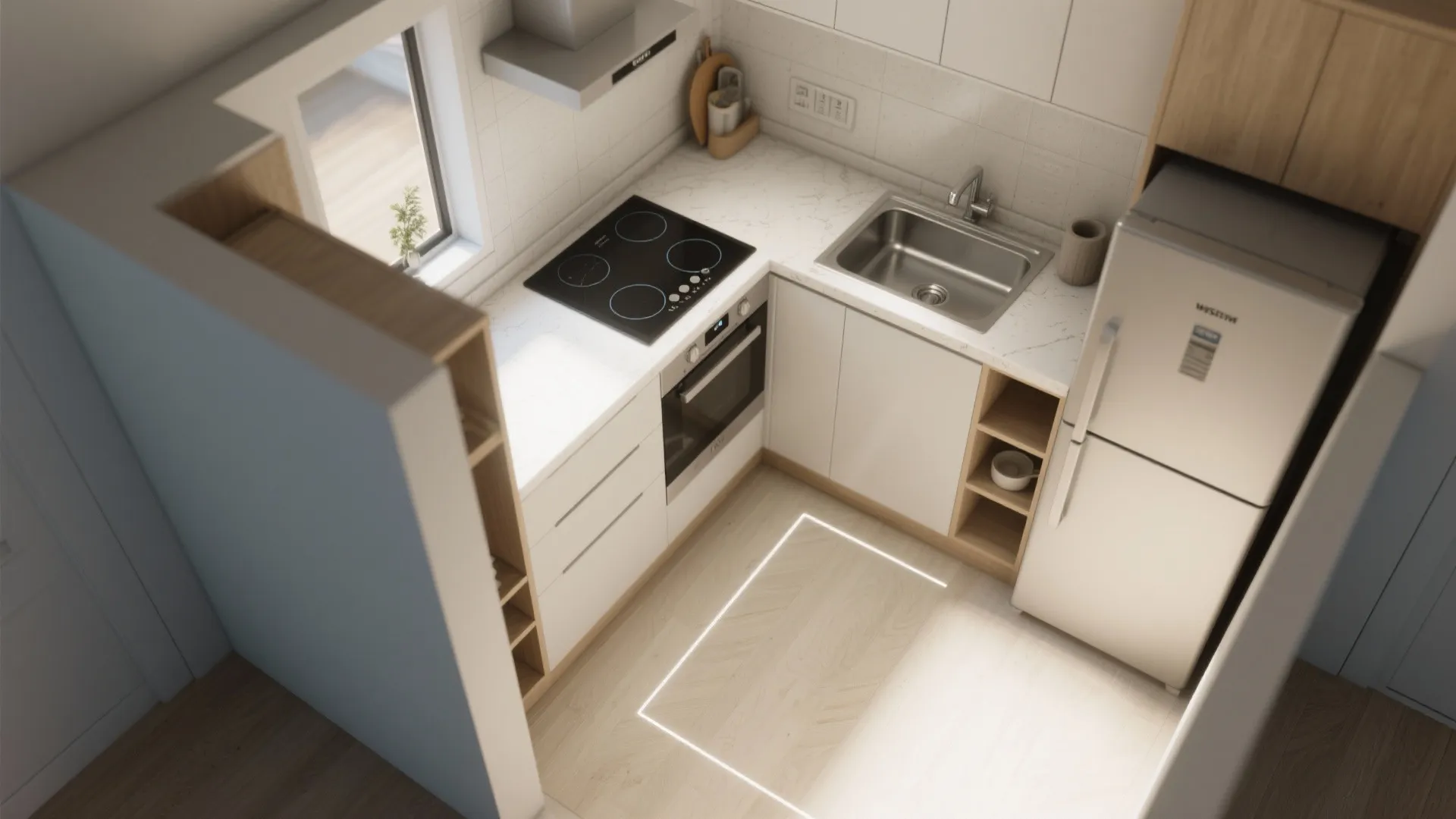 L-Shaped Layouts for Tiny Kitchens
