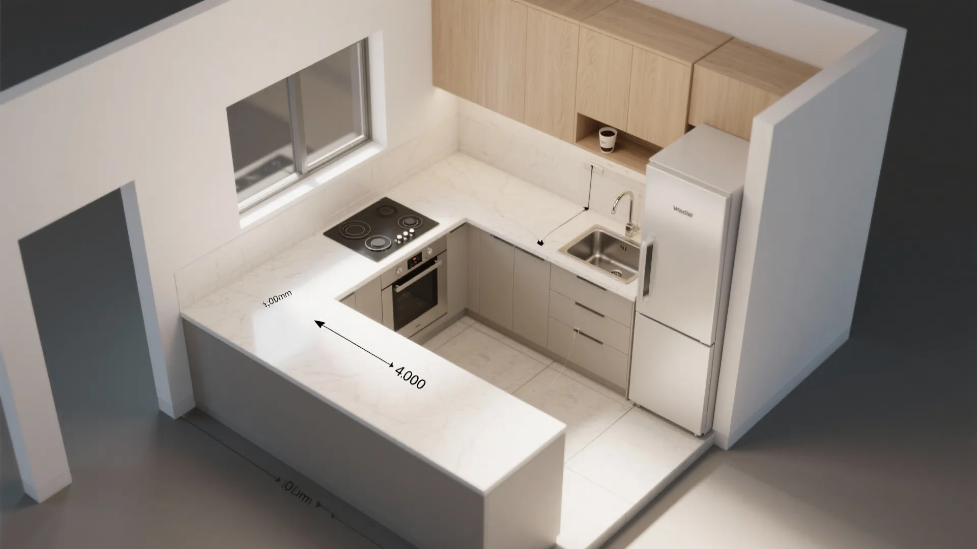 L-Shaped Layout to Free Counter Space and Improve Flow