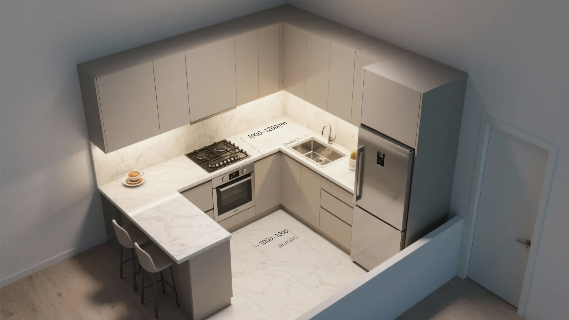 L-shaped Layout to Maximize Counter Space