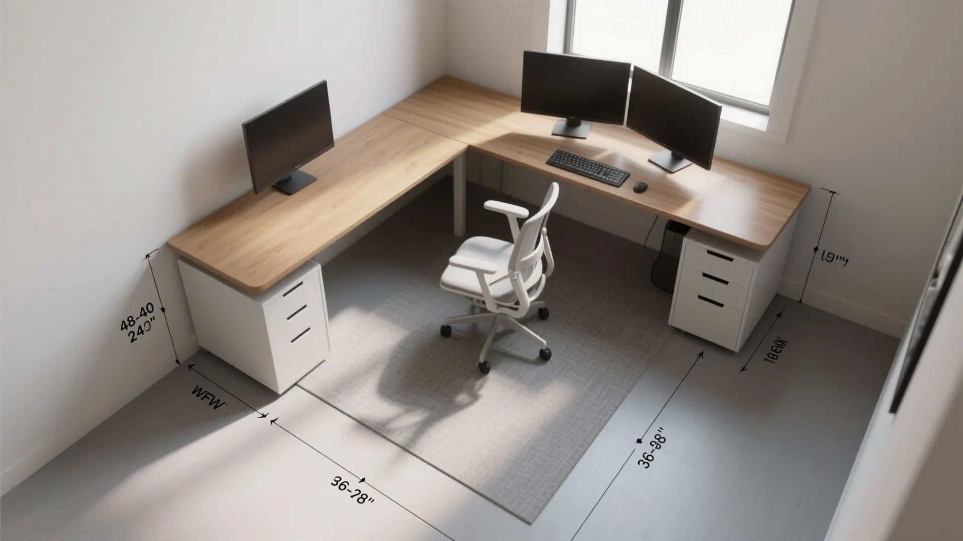 2) Corner-savvy L-shaped study layout