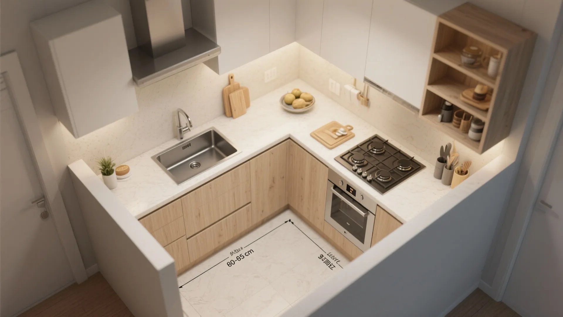 L-shaped layouts that free up counter space