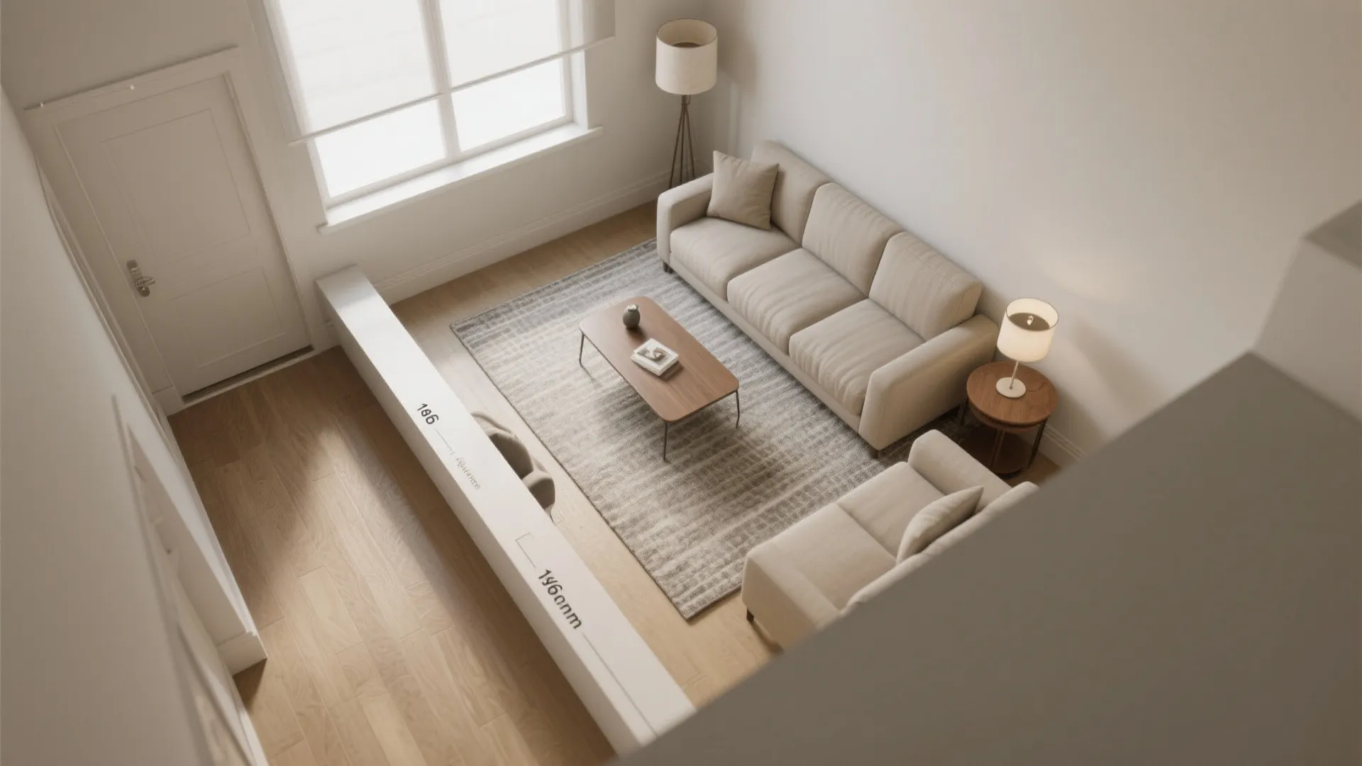 Perpendicular Layout: One Full Sofa + One Apartment Sofa