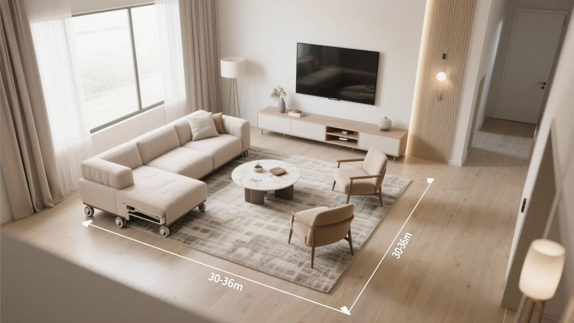 Flexible L-Shaped Seating Layout