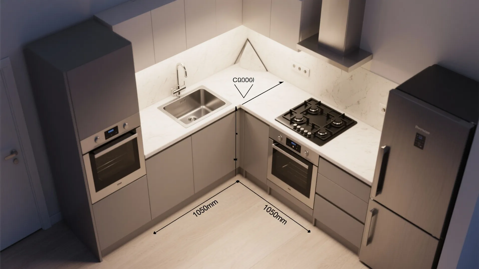 L-Shaped Layout to Free Counter Space