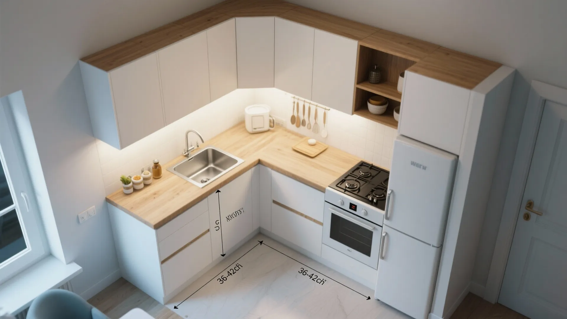 L-Shaped Layout That Frees Counter Space