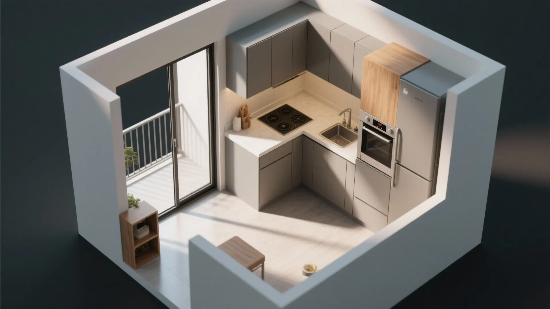 3) L-Shaped Micro-Layout to Free Counter Space
