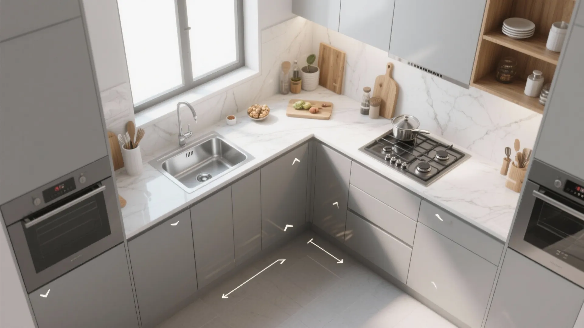 L-Shaped Layout That Frees Counter Space