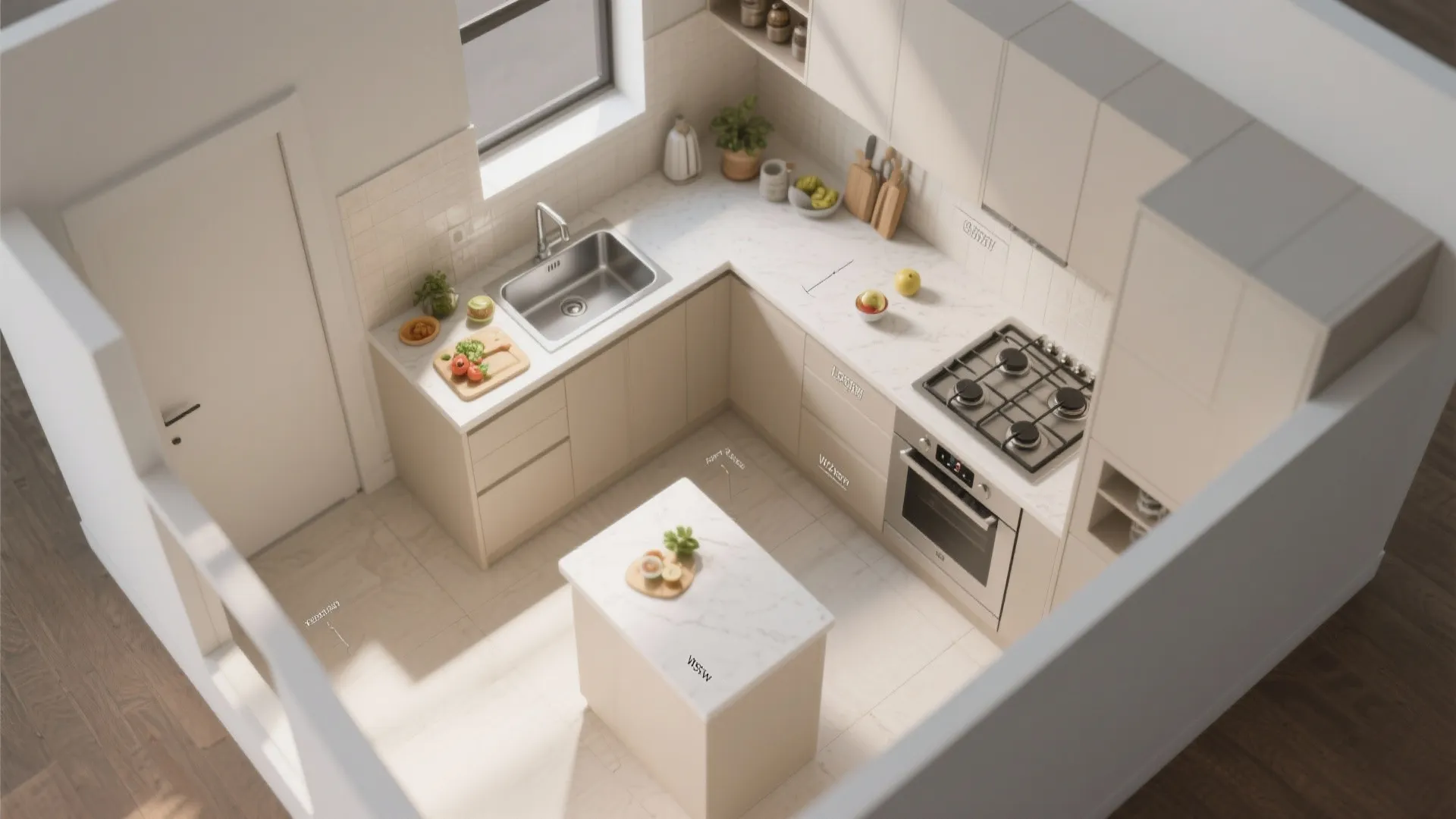 L-Shaped Layout That Frees Counter Space