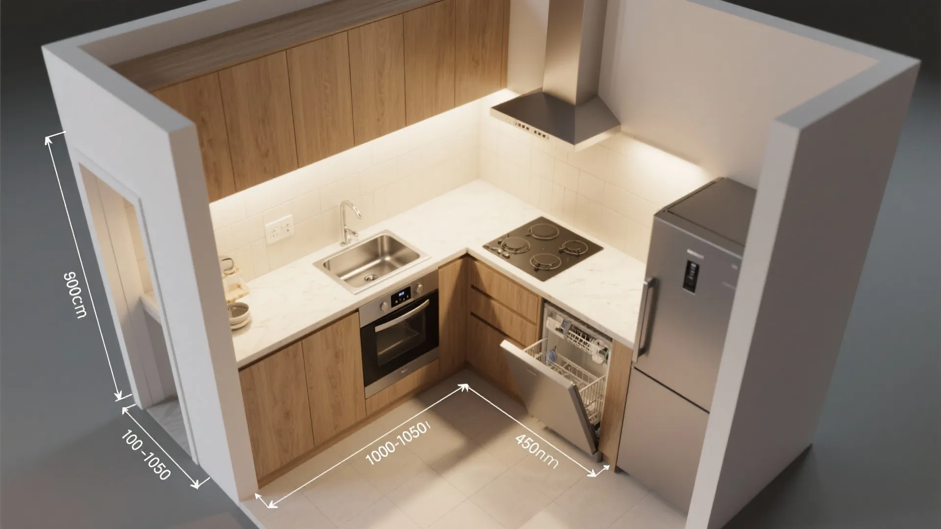 L-shaped micro-layout for flow and more prep space