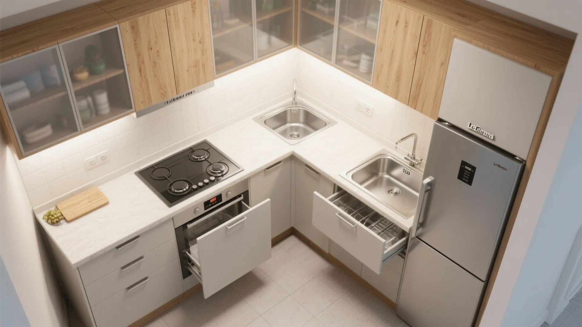 L-Shaped Small Kitchen Layout