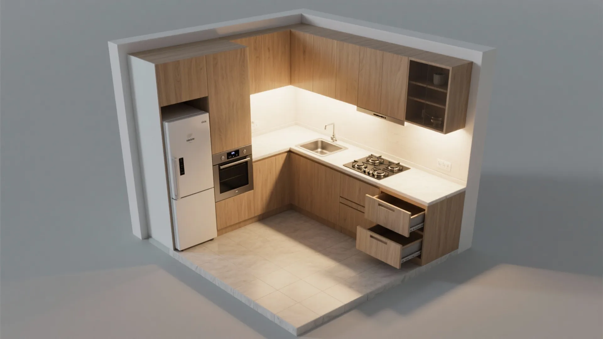 L-Shaped Layout to Free Counter Space