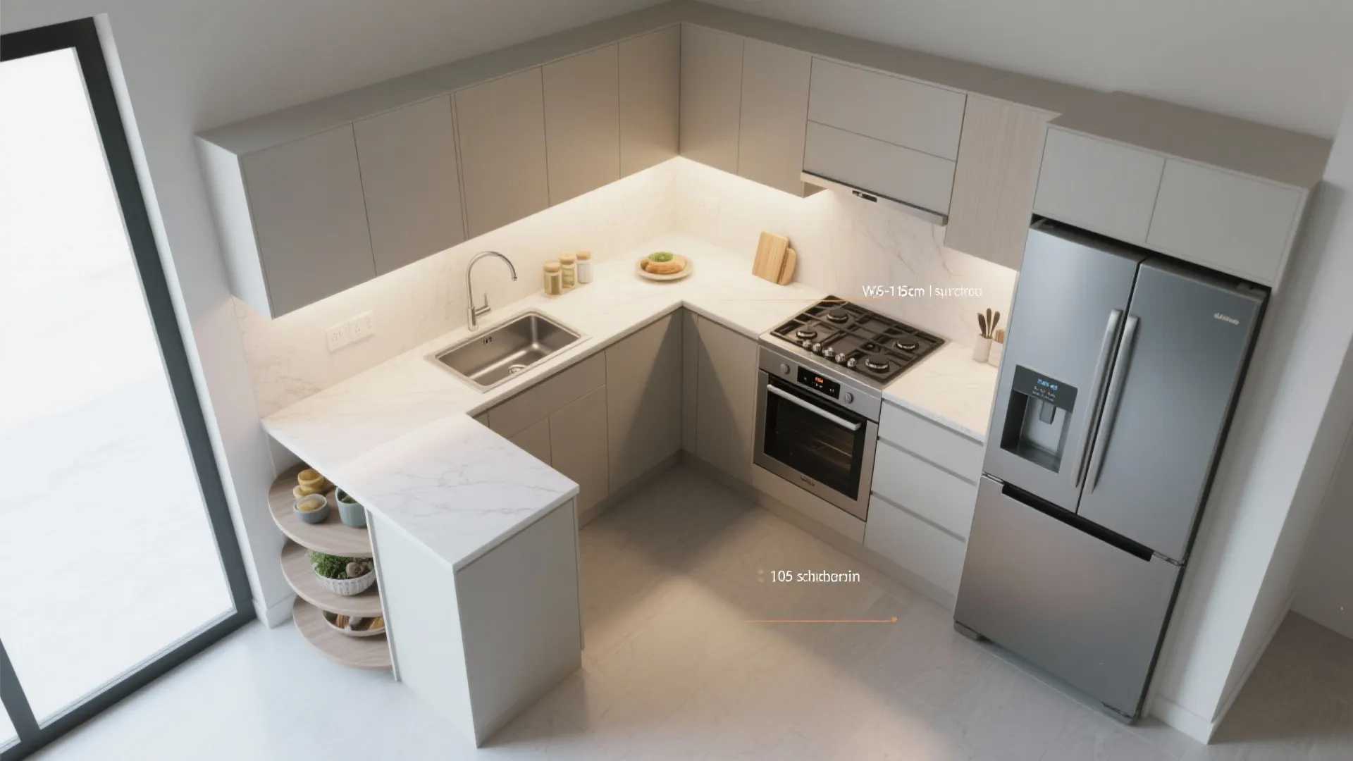 L-Shaped Layout to Free Counter Space