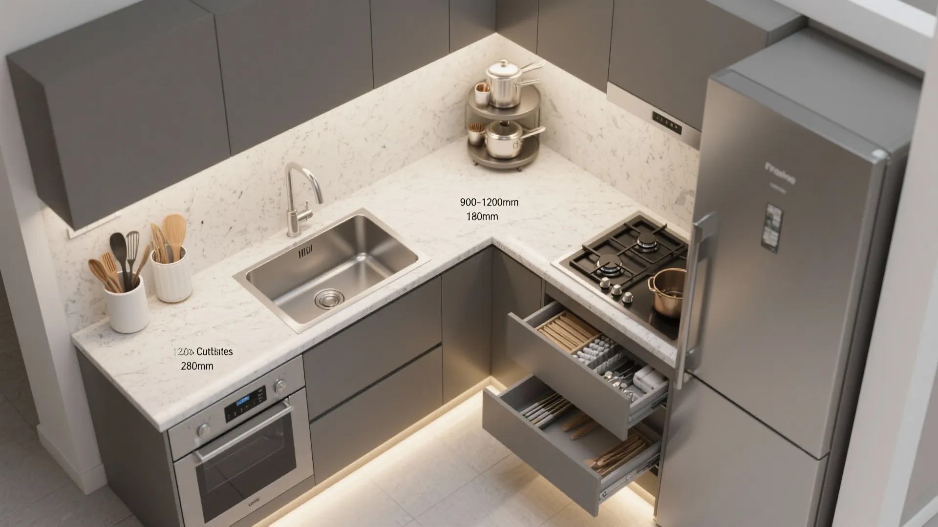 L-Shaped Layout to Free Counter Space