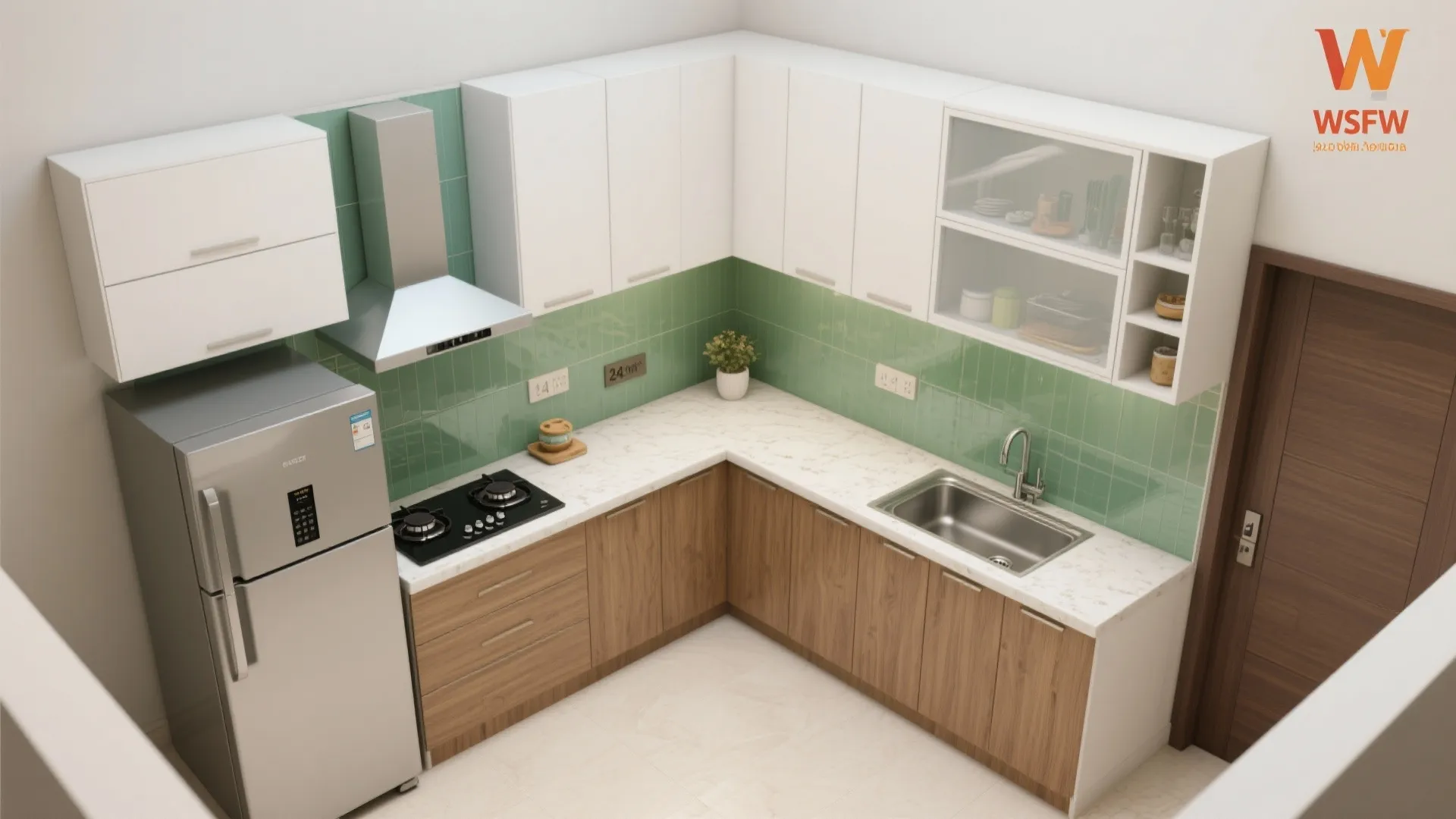 L-Shaped Kitchen Layout to Free Counter Space