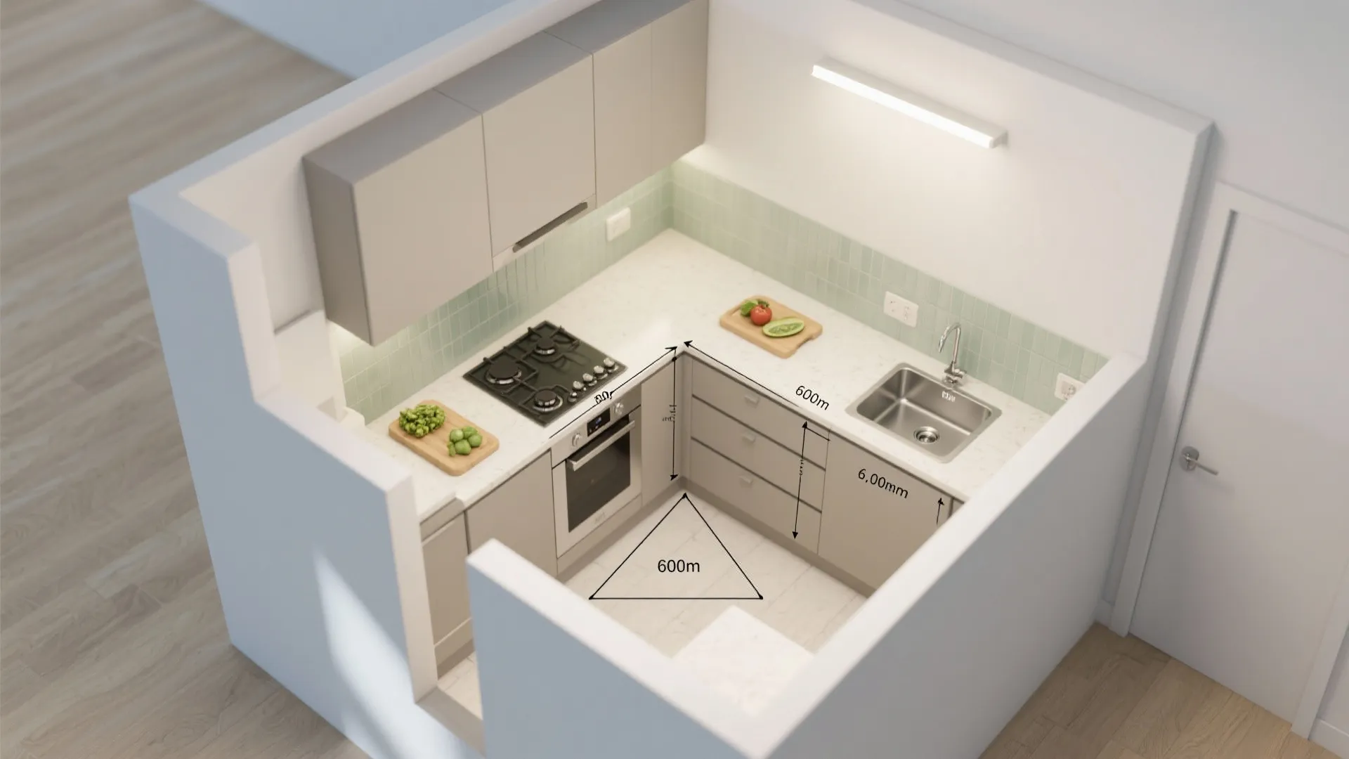 L-Shaped Layout to Free Counter Space and Improve Flow