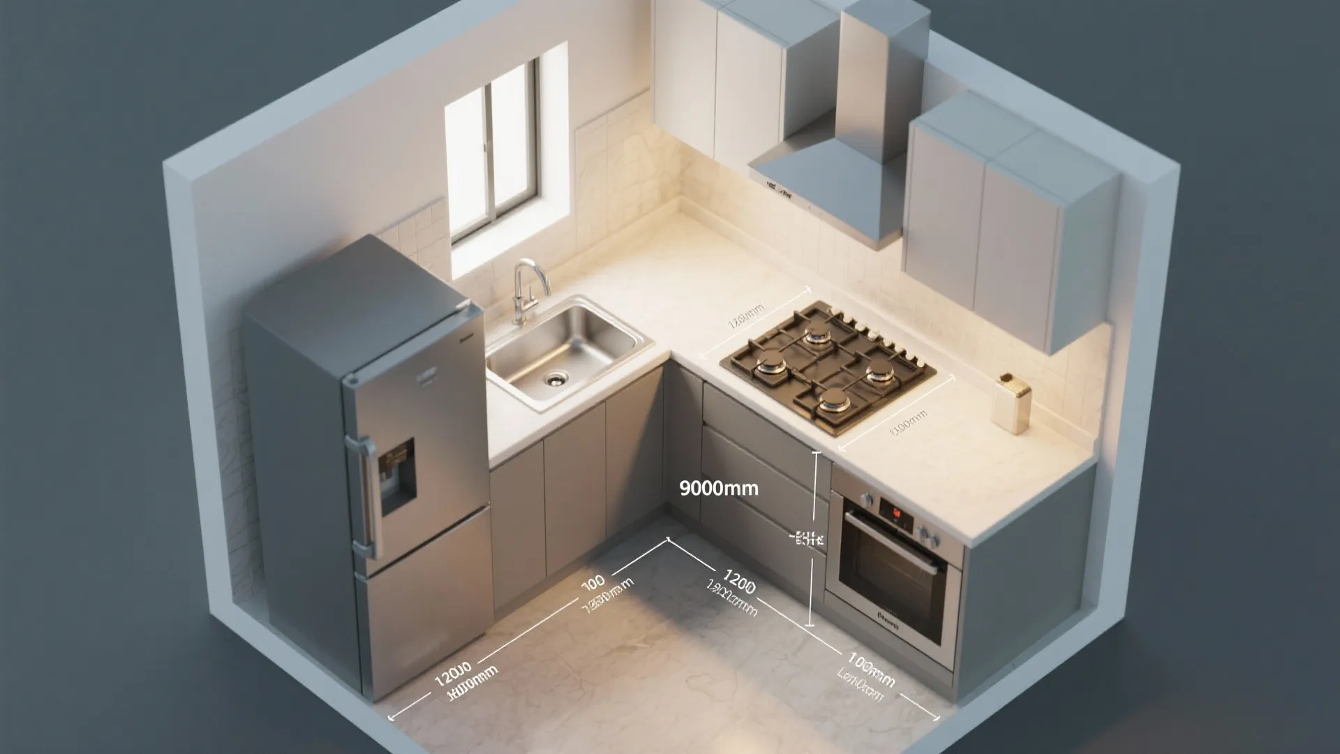 L-Shaped Small Kitchen that Flows